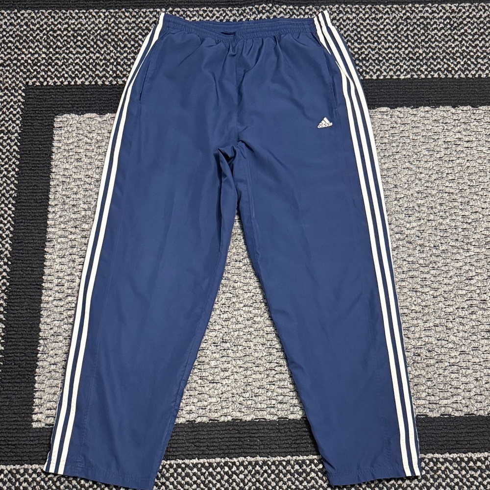 Vintage Adidas Track Pants Men’s L Navy White Stripe Mesh Lined Y2K Retro Casual
